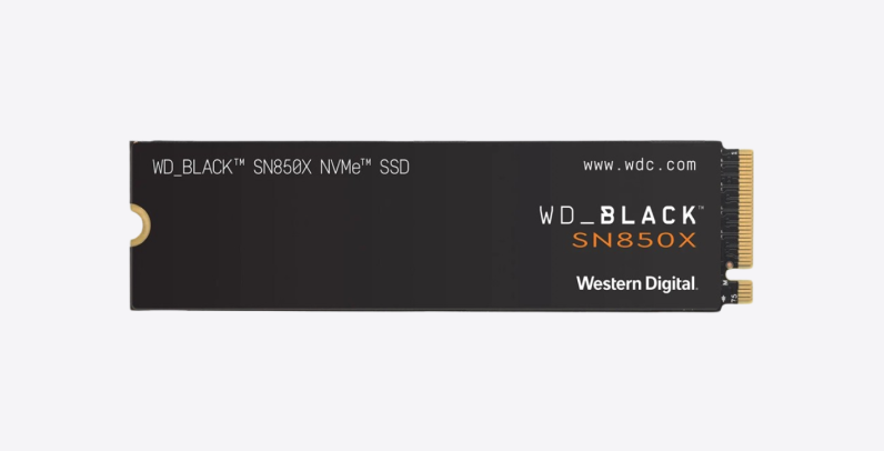 Изображение твердотельного накопителя Western Digital SSD M.2 WDC BLACK SN850X на светло-сером фоне