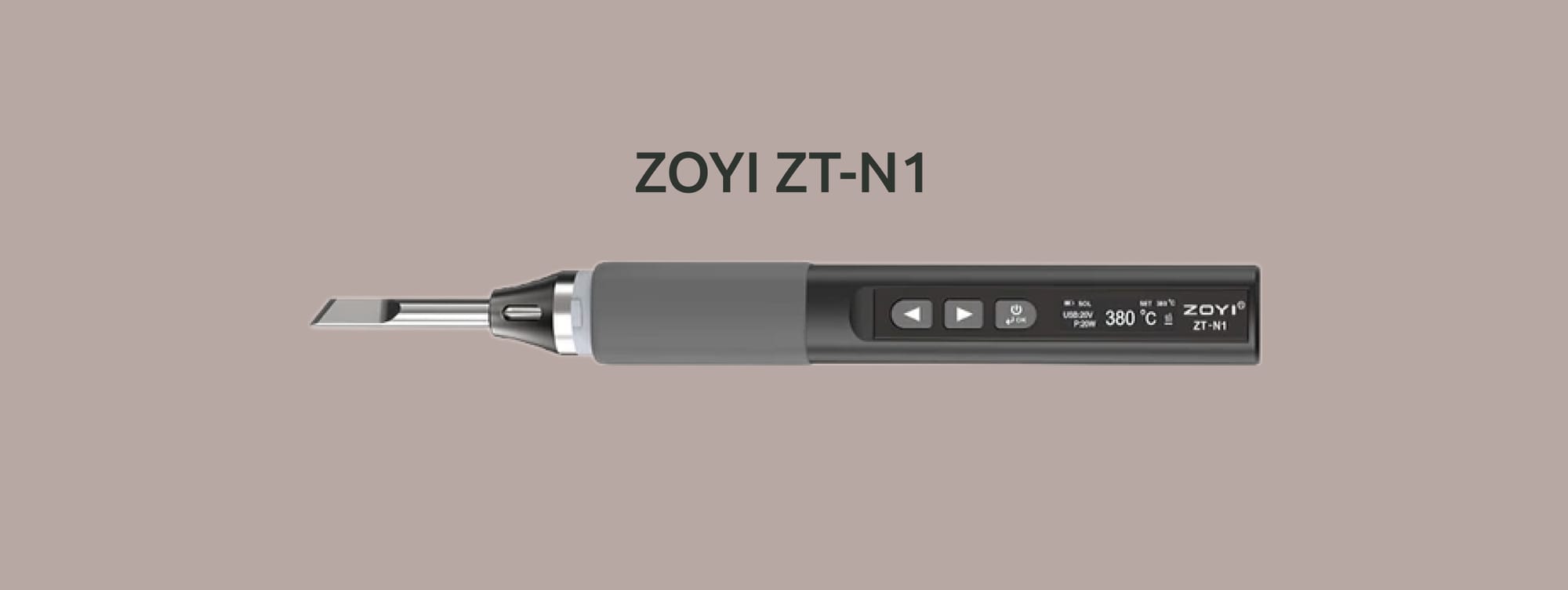 Изображение на монохромном фоне портативного паяльника ZOYI ZT-N1.