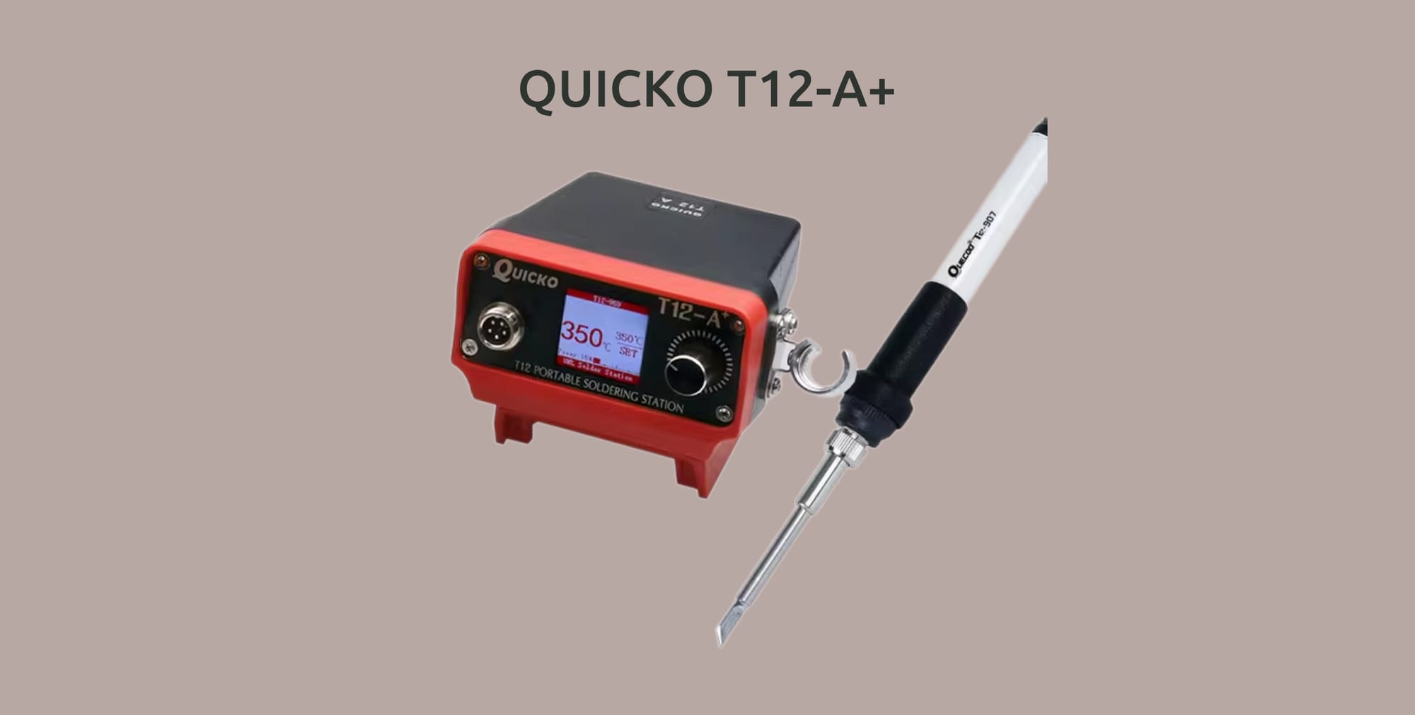 Паяльная станция QUICKO T12-A+ на стандартном аккумуляторе для ручного инструмента.