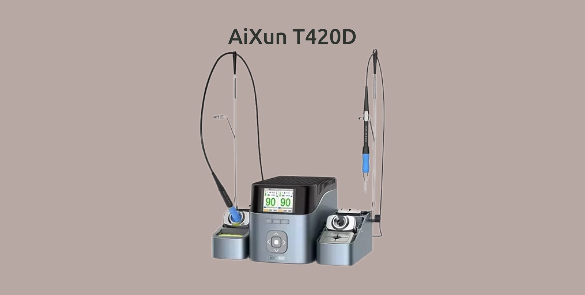 Изображение модульной двухканальной паяльной станции AiXun T420D.