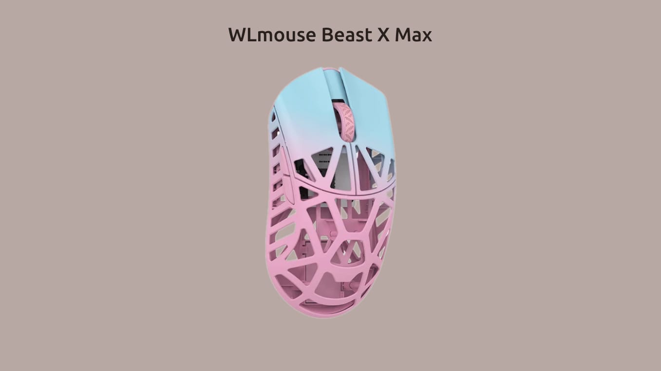 Изображение WLmouse Beast X Max розово-голубого цвета.
