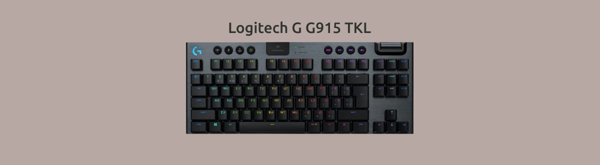 Logitech G G915 TKL на монохромном фоне.
