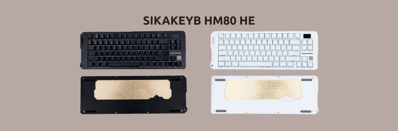 Белая и чёрная SIKAKEYB HM80 HE с лицевой и обратной сторон.
