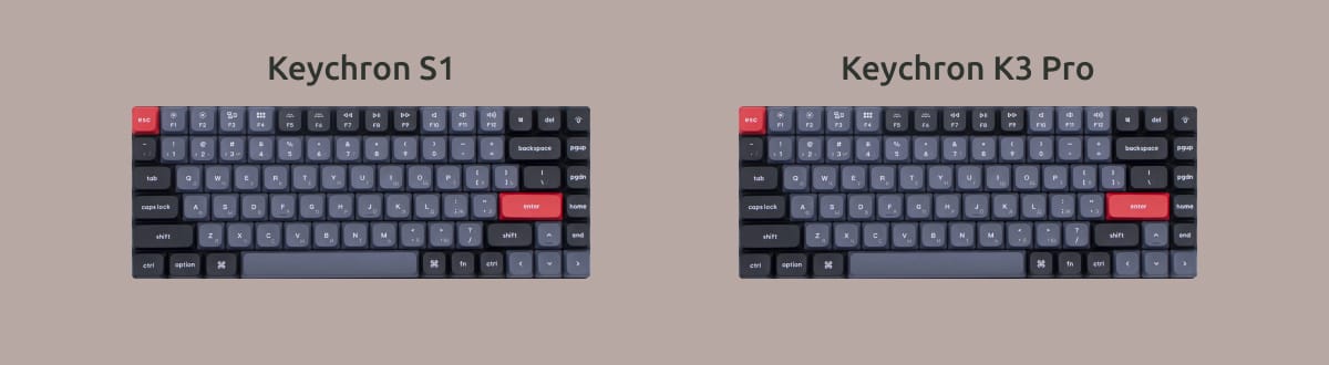 Keychron K3 Pro и Keychron S1 на однотонном фоне.