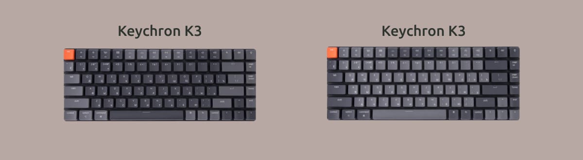 Keychron K3 на монохромном фоне.