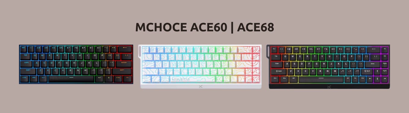 Коллаж из трёх клавиатур MCHOSE ACE 60 и ACE 68.