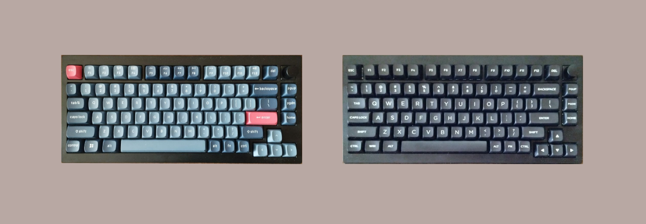 Фото двух наборов кейкапов установленных в Keychron V1 Max.