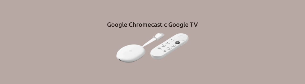 Google Chromecast c Google TV на монохромном фоне.
