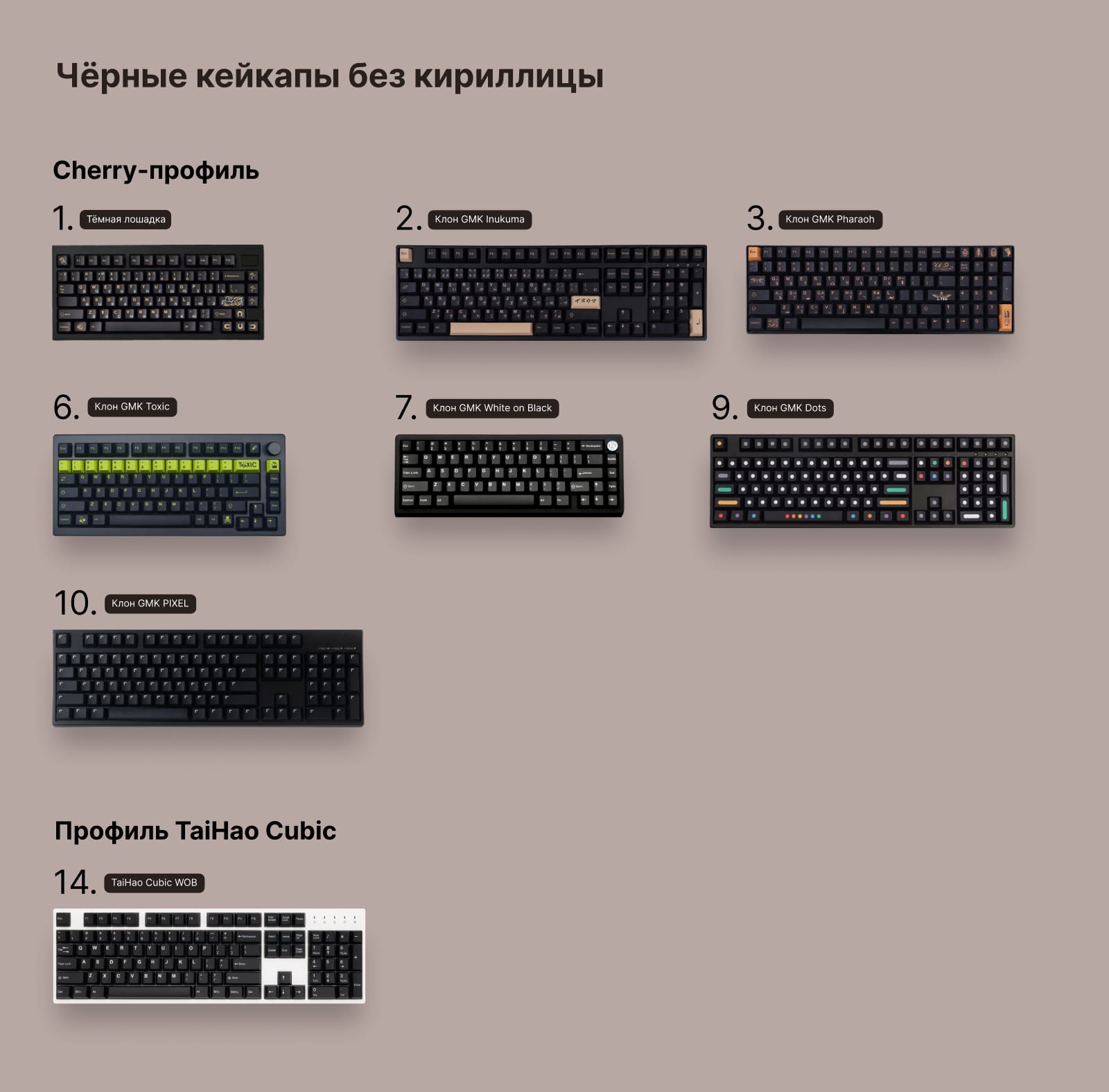 Коллаж из чёрных кейсетов без кириллицы.