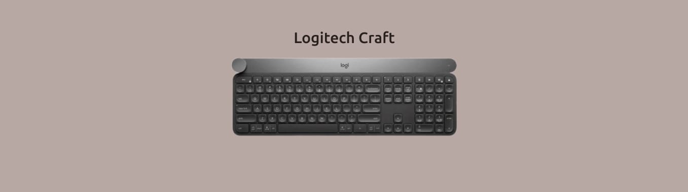 Изображение клавиатуры Logitech Craft на монохромном фоне.