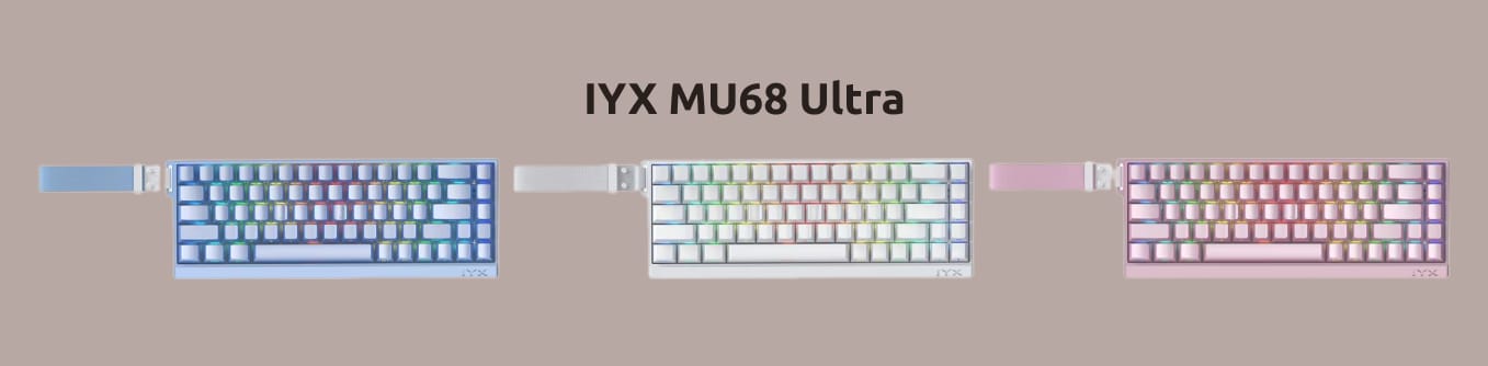 Три цветовых варианта магнитной клавиатуры IYX MU68 Ultra.