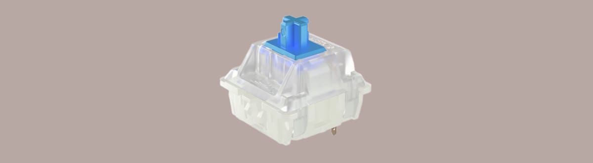 Cherry MX2A Blue на однотонном фоне.