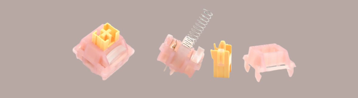 Outemu Silent Honey Peach V3 на монохромном фоне.