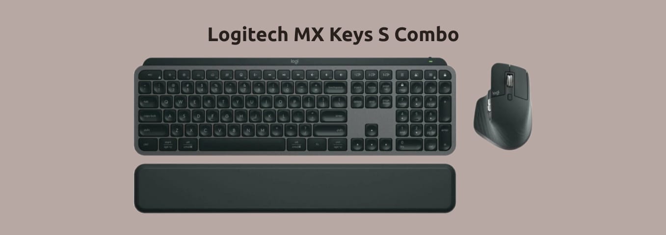 Logitech MX Keys S Combo на монохромном фоне.