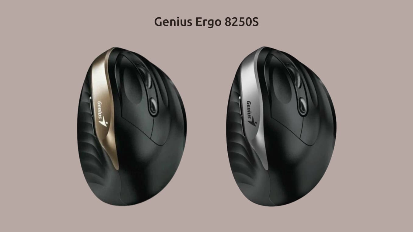 Genius Ergo 8250S с золотистым и серебристым декоративными элементами корпуса.