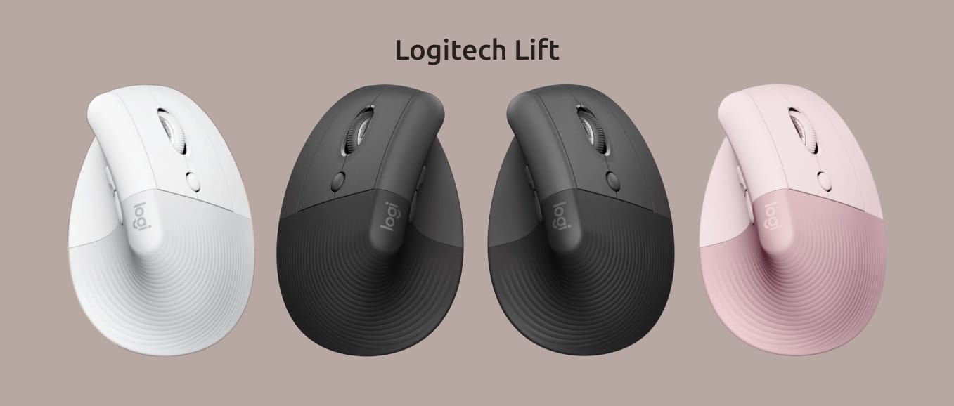 Logitech Lift в трёх вариантах цвета для правой руки и одном для левой.