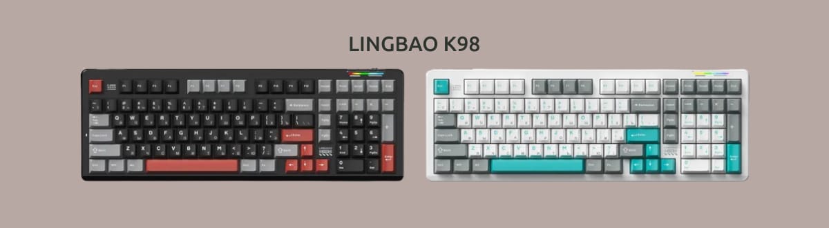 LINGBAO K98 в двух вариациях цвета корпуса и кейкапов.