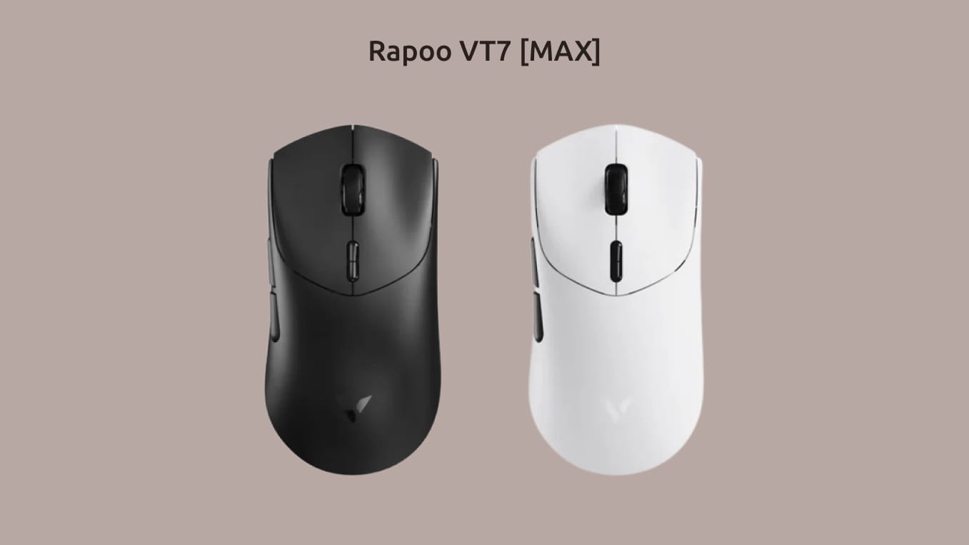Rapoo VT7 и VT7 MAX в белом и чёрном вариантах цвета корпуса.