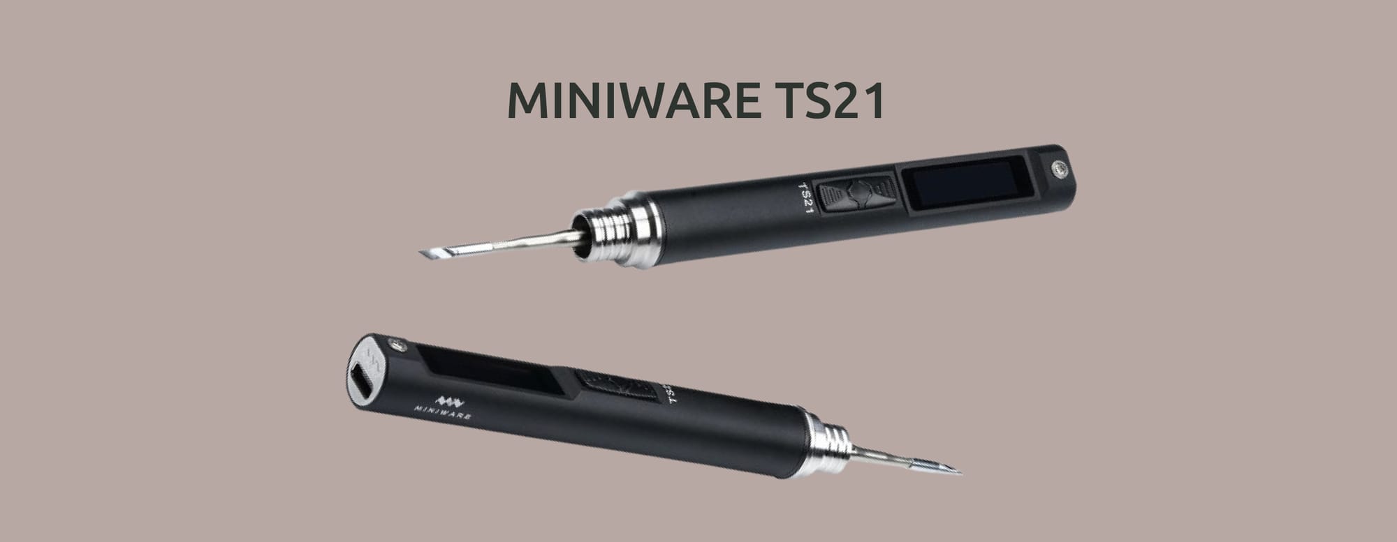Изображение на монохромном фоне MINIWARE TS21 в двух ракурсах.