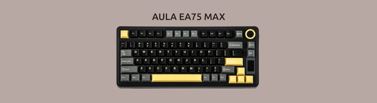 AULA EA75 MAX на монотонном светло-коричневом фоне.