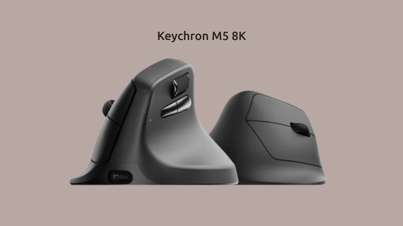 Изображение Keychron M5 8К с внешней и внутренней сторон.