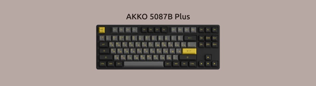 AKKO 5087B Plus на монотонном светло-коричневом фоне.