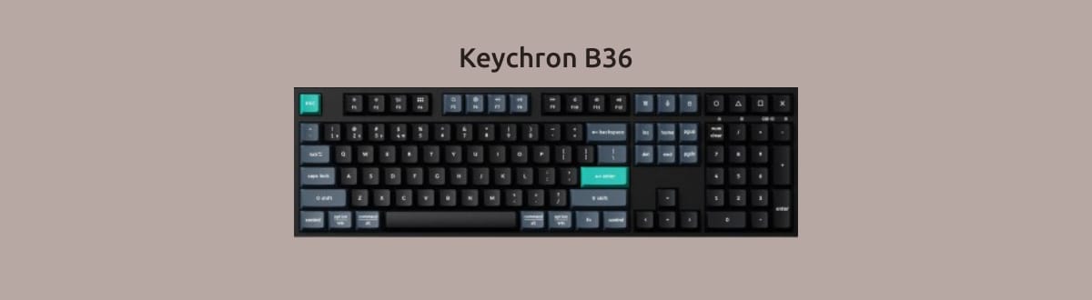 Keychron B36 на монохромном светло-коричневом фоне.